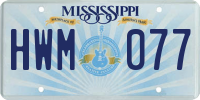 MS license plate HWM077