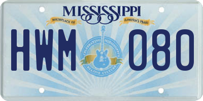 MS license plate HWM080