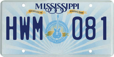 MS license plate HWM081