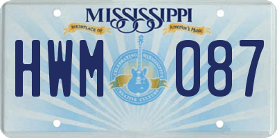 MS license plate HWM087