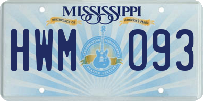 MS license plate HWM093