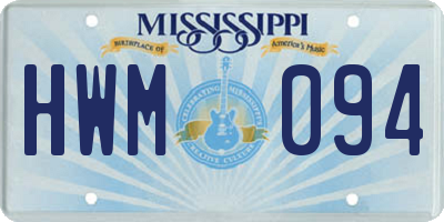 MS license plate HWM094