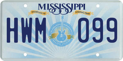 MS license plate HWM099