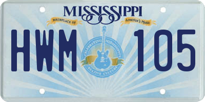MS license plate HWM105