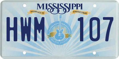 MS license plate HWM107