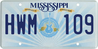 MS license plate HWM109