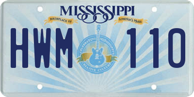 MS license plate HWM110