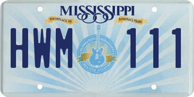 MS license plate HWM111
