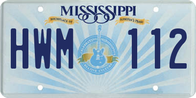 MS license plate HWM112