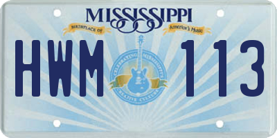 MS license plate HWM113