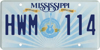 MS license plate HWM114