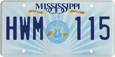 MS license plate HWM115