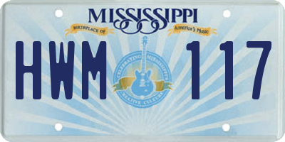 MS license plate HWM117