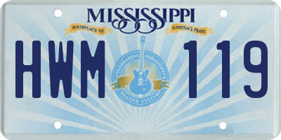 MS license plate HWM119