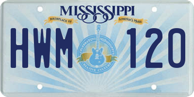 MS license plate HWM120