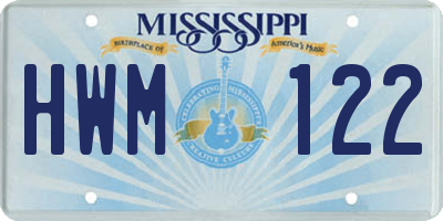 MS license plate HWM122