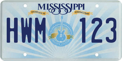 MS license plate HWM123