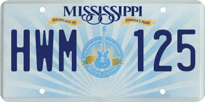 MS license plate HWM125