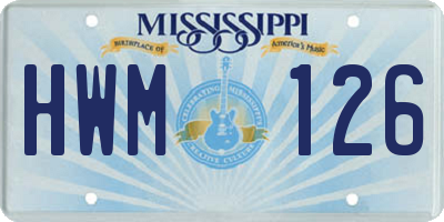 MS license plate HWM126