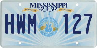 MS license plate HWM127
