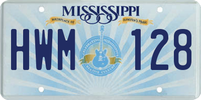 MS license plate HWM128