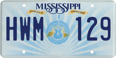 MS license plate HWM129
