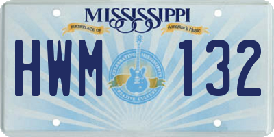 MS license plate HWM132