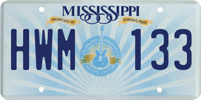 MS license plate HWM133