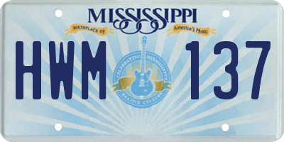 MS license plate HWM137