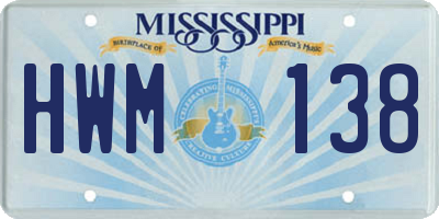 MS license plate HWM138