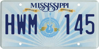 MS license plate HWM145