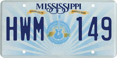 MS license plate HWM149