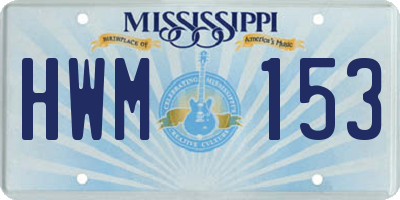 MS license plate HWM153