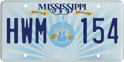 MS license plate HWM154