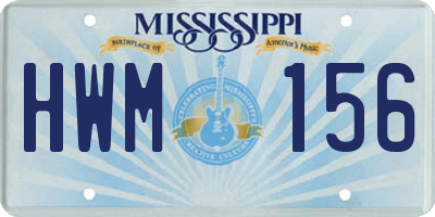 MS license plate HWM156