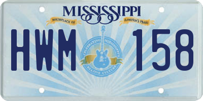 MS license plate HWM158