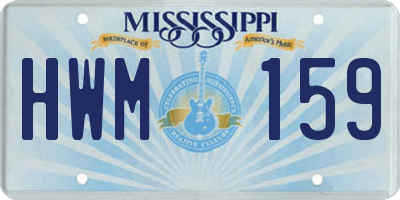 MS license plate HWM159