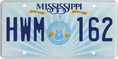MS license plate HWM162