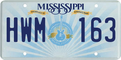 MS license plate HWM163