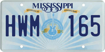 MS license plate HWM165
