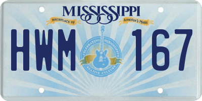 MS license plate HWM167