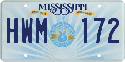 MS license plate HWM172