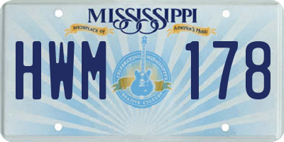 MS license plate HWM178
