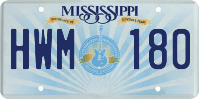 MS license plate HWM180