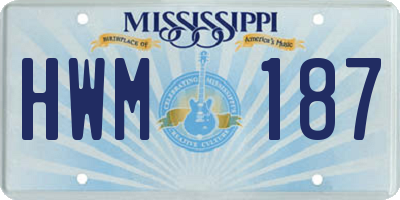 MS license plate HWM187
