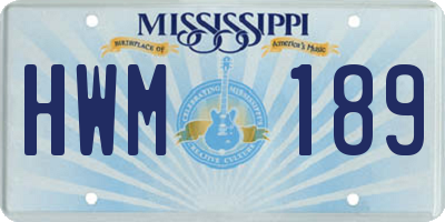 MS license plate HWM189