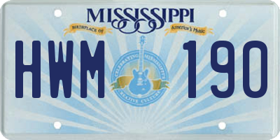 MS license plate HWM190