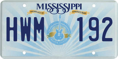 MS license plate HWM192