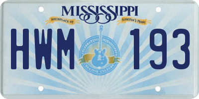 MS license plate HWM193