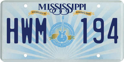 MS license plate HWM194